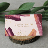 Burgund & Gold Moderne künstlerische Pinseltextur Visitenkarte