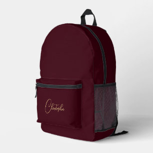 Burgund Gold Monogramm Herren Damen Reise Laptop Bedruckter Rucksack
