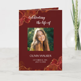 Burgund & Gold Order of Service Folded Program Programm