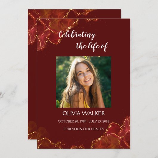 Burgund & Gold Order of Service Program Programm (Vorne/Hinten)