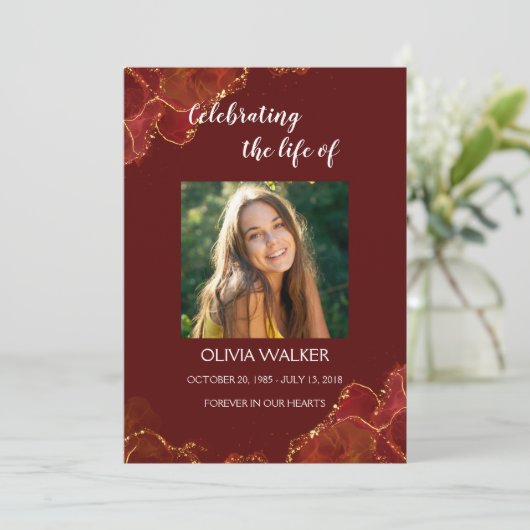 Burgund & Gold Order of Service Program Programm (Stehend Vorderseite)