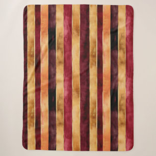 Burgund Gold Pfirsich Streifen Weihnachten Sherpadecke