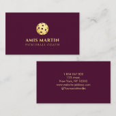 Burgund & Gold Pickleball Coach Visitenkarte (Vorne/Hinten)