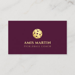Burgund & Gold Pickleball Coach Visitenkarte