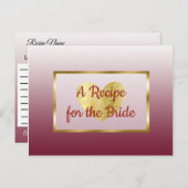 Burgund & Gold Prädikat Hochzeit Rezept Karte (Vorne/Hinten)