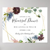 Burgund Gold Probe Dinner Willkommenszeichen Poster (Vorne)