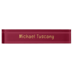Burgund Gold Professionell Trendy Minimalist Text Namensplakette