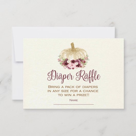 Burgund Gold Pumpkin Boho Diaper Raffingeinsatz Einladung (Vorderseite)