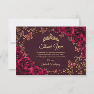 Burgund Gold Quinceanera Dankeskarte