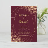 Burgund & Gold Rahmen mit Bokeh Lights Einladung (Stehend Vorderseite)
