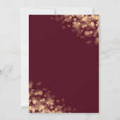 Burgund & Gold Rahmen mit Bokeh Lights Einladung (Rückseite)