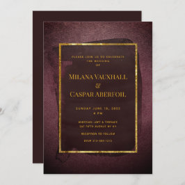 Burgund & Gold Rahmen Watercolor Wash Wedding Einladung
