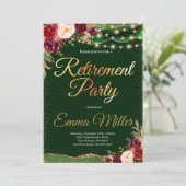 Burgund & Gold Rentirement Celebration Einladung (Stehend Vorderseite)