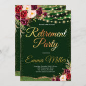 Burgund & Gold Rentirement Celebration Einladung (Vorne/Hinten)