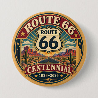 Burgund Gold Route 66 Jubiläumsemblem Button