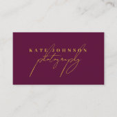Burgund Gold Script QR Code Social Media Visitenkarte (Vorderseite)