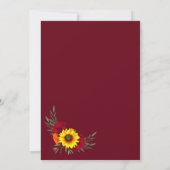 Burgund Gold Sonnenblumen Rote Rose Hochzeit Rette Save The Date (Rückseite)