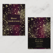 Burgund & Gold Sparkling Lights Sparkle Glitzer Visitenkarte (Vorne/Hinten)