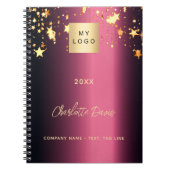 Burgund Gold Stars stilvolles Firmenlogo Notizblock (Vorderseite)