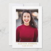 Burgund Gold Striped Graduation Party Foto zurück Einladung (Rückseite)