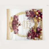 Burgund Gold Sweet 16 Backdrop Wasserfarbe Glitzer Wandteppich (Vorderseite (Horizontal))