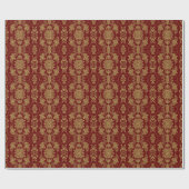 Burgund & Gold Vintage BarockDamasken Geschenkpapier (Flach)