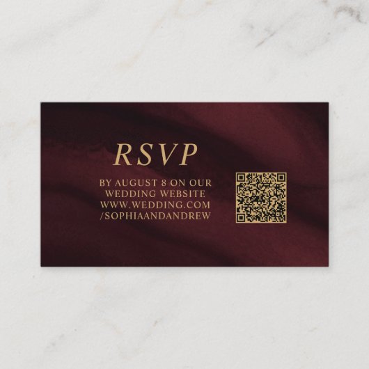 Burgund & Gold Wedding QR Code UAWG Begleitkarte (Vorderseite)
