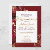 Burgund Gold Western Charro 2-seitige Quinceanera Einladung (Rückseite)