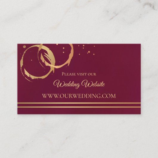 Burgund Gold Wine Wedding Website Beilagen Karten (Vorderseite)