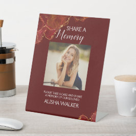 Burgund & Gold-Zeichen für Gedächtnisbeerdigung Sockelschild