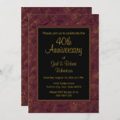 Burgund Gold zum 40. Jahrestag Einladung (Vorne/Hinten)
