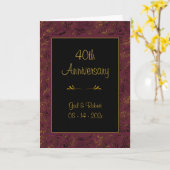 Burgund Gold zum 40. Jahrestag Karte (Gelbe Blume)