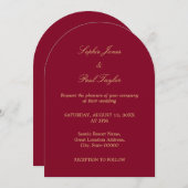 Burgund Golden Beige Arch Wedding Einladung (Vorne/Hinten)