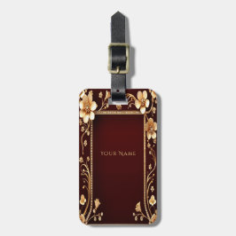 Burgund Golden Blume Gepäckmarke Gepäckanhänger