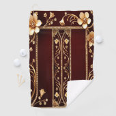 Burgund Golden Blume Golf Handtuch (Insitu)