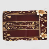 Burgund Golden Blume Golf Handtuch (Horizontal)