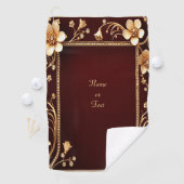 Burgund Golden Blume Golf Handtuch (Insitu)