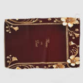 Burgund Golden Blume Golf Handtuch (Horizontal)