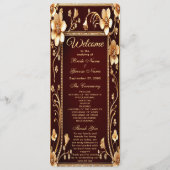 Burgund Golden Blume Hochzeitsprogramm Programm (Vorderseite)