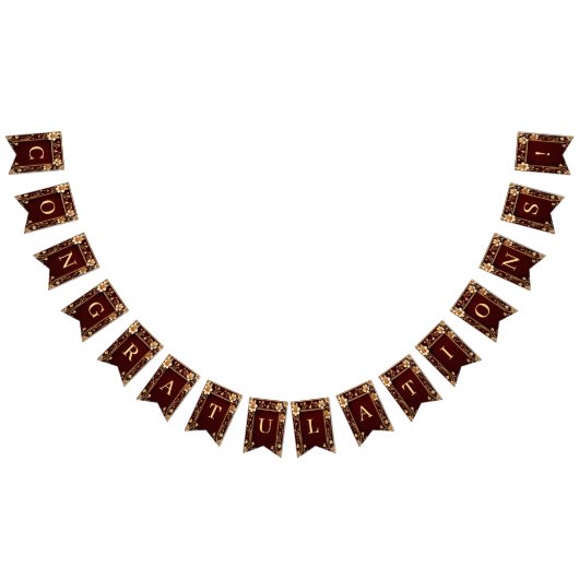 Burgund Golden Blume Jagdflagge Wimpelkette (Alle)