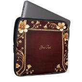Burgund Golden Blume Laptop-Sieb Laptopschutzhülle (Vorne Rechts)