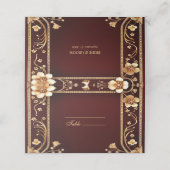 Burgund Golden Blume Platzkarte (Außenseite Aufgefaltet)