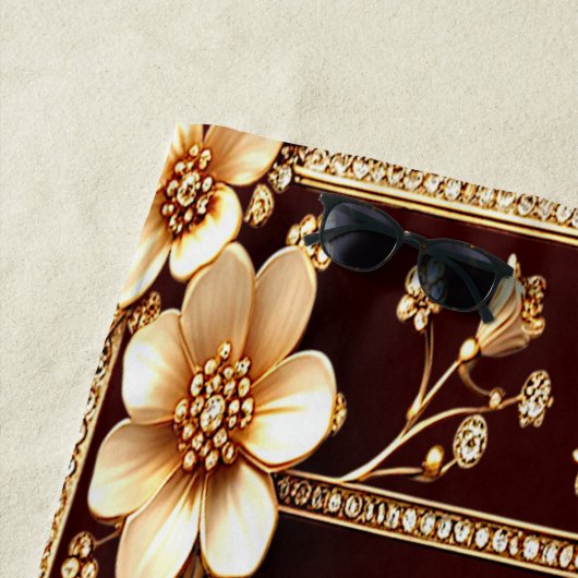 Burgund Golden Blume Strandtuch (Beispiel)