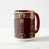 Burgund Golden Blume Tasse (VorderseiteRechts)