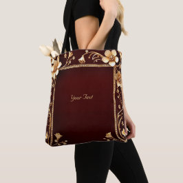 Burgund Golden Blume Totasche Tasche