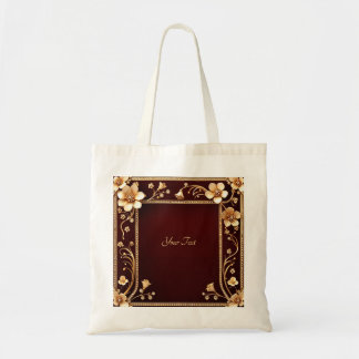 Burgund Golden Blume Totasche Tragetasche