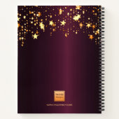 Burgund goldene Sterne Monogramm Name elegant Notizblock (Rückseite)