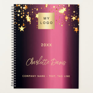 Burgund goldenes Firmenlogo 2026 Planer