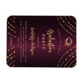 Burgund Goldstars Graduierungsparty Einladung Magnet (Horizontal)