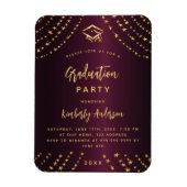 Burgund Goldstars Graduierungsparty Einladung Magnet (Vertikal)